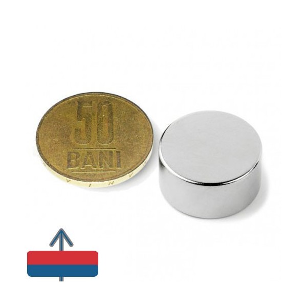 Magnet neodim disc 20 x 10 mm cu moneda de 50 bani