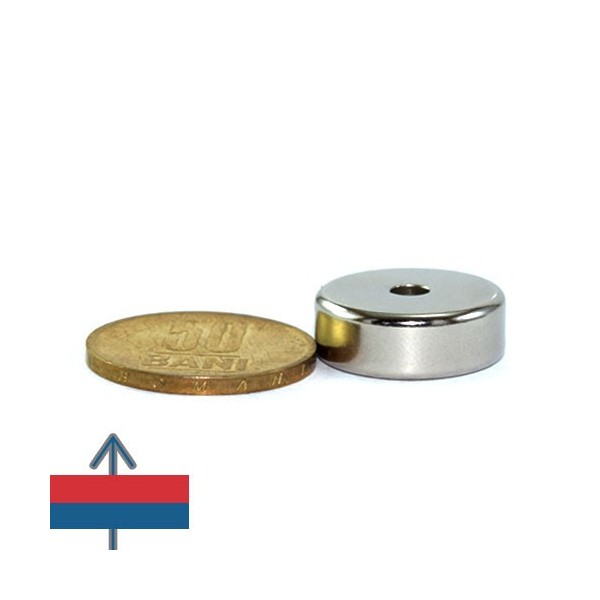 Magnet neodim inel 20 x 04 x 07 mm cu magnetizare înclinat