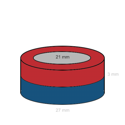 Magnet neodim inel 27 x 21 x 03 mm C
