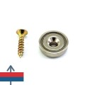 Magnet neodim oală D 16 mm cu gaură și șanfren cu șurub alăturat