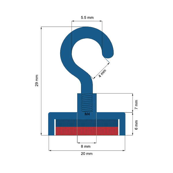 Magnet neodim oala D 20 mm carlig C