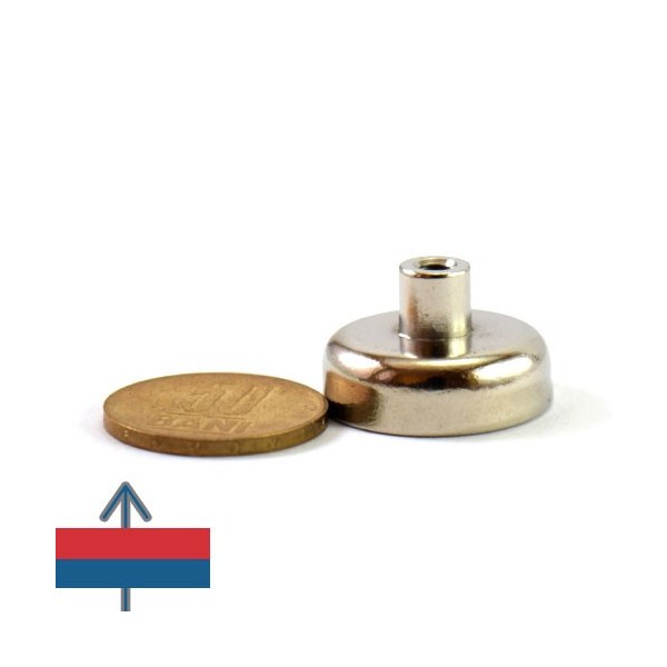 Magnet neodim oala D25 mm cu gat filetat 2