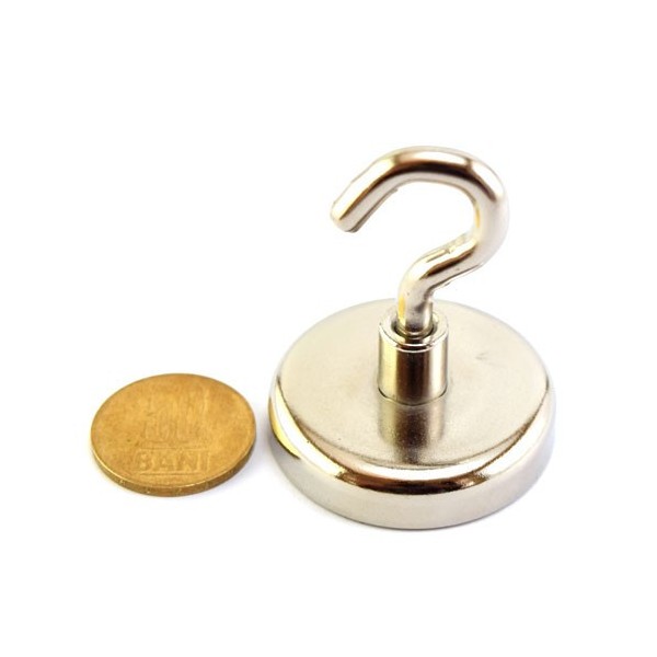 Magnet neodim oala D42 cârlig cu 50 bani
