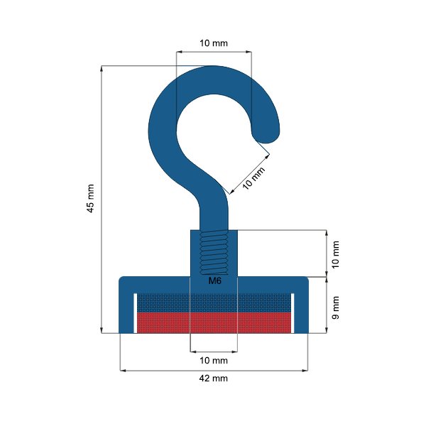 Magnet neodim oala D42 cârlig schema