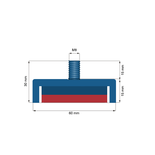 Magnet neodim oala D60 mm cu filet exterior C