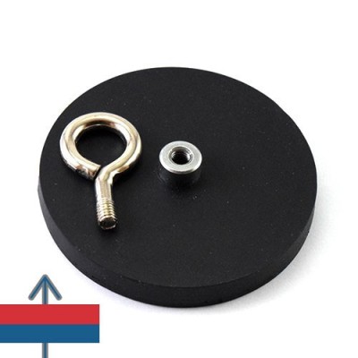 Magnet neodim oala D66 mm cauciucat cu carlig inelar 3