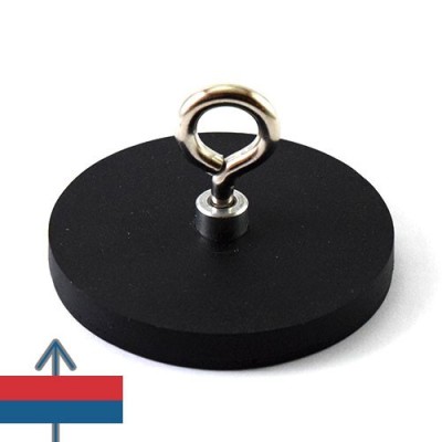 Magnet neodim oala D66 mm cauciucat cu carlig inelar 4