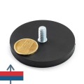 Magnet neodim oala D66 mm cauciucat cu filet exterior - cu moneda de 50 bani
