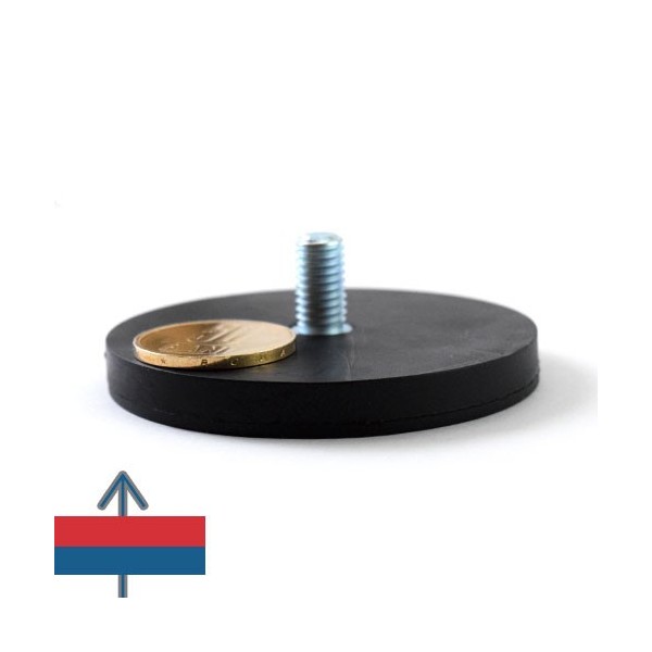 Magnet neodim oala D66 mm cauciucat cu filet exterior 2