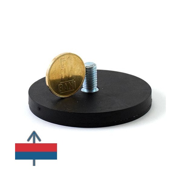 Magnet neodim oala D66 mm cauciucat cu filet exterior 3