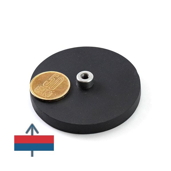 Magnet neodim oala D66 mm cauciucat gat filetat interior 1