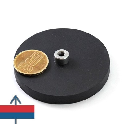 Magnet neodim oala D66 mm cauciucat gat filetat interior 1