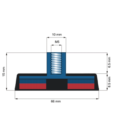 Magnet neodim oala D66mm cauciucat gat filetat C