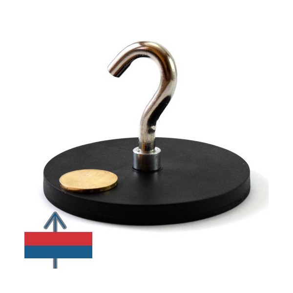 Magnet neodim oala D88 mm cauciucat carlig 2