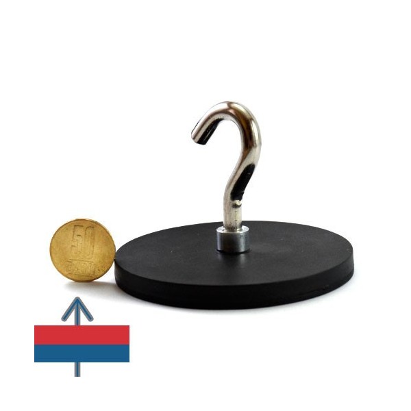 Magnet neodim oala D88 mm cauciucat carlig 4