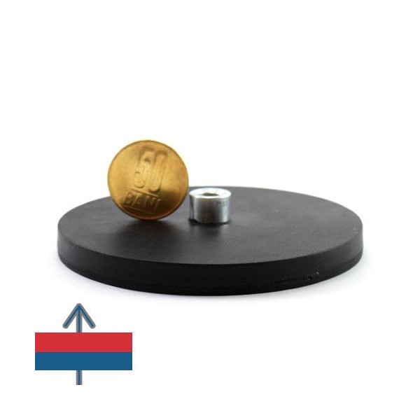 Magnet neodim oala D88 mm cauciucat gat filet interior 2