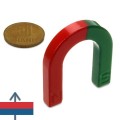 Potcoavă ferită 42 x 38 x 7 mm roșu / verde pentru experimente - cu moneda de 50 bani