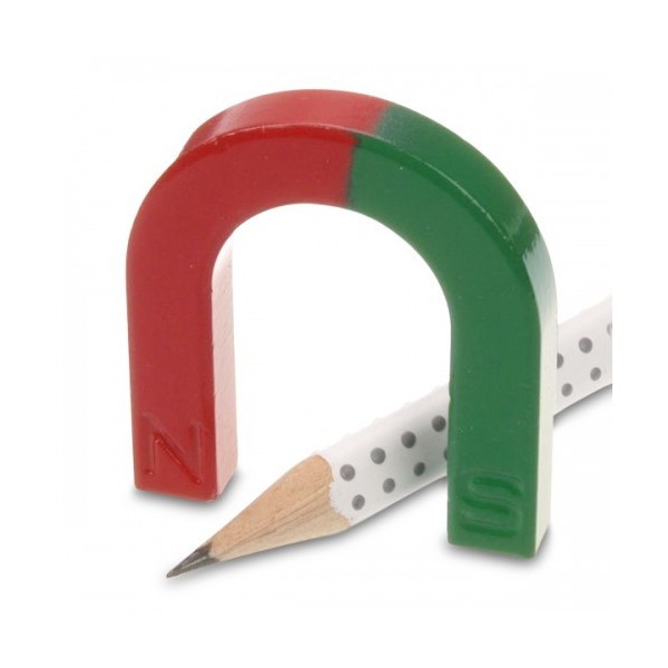 Potcoavă ferită 42 x 38 x 7 mm roșu / verde pentru experimente