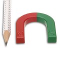 Potcoavă ferită 42 x 38 x 7 mm roșu / verde pentru experimente - cu creion - 2