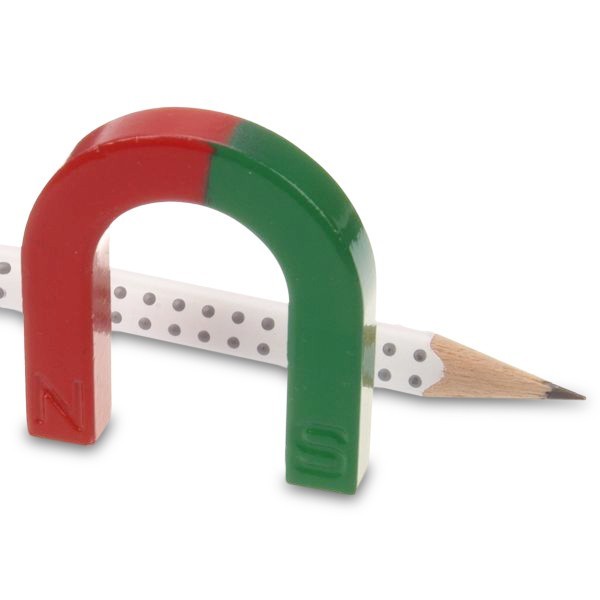 Potcoavă ferită 42 x 38 x 7 mm roșu / verde pentru experimente - cu creion - 3