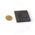 Magnet ceramic subțire ferita bloc 50 x 50 x 05 mm - cu moneda de 50 bani