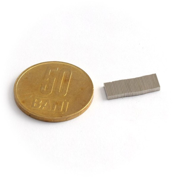 Magnet neodim bloc 5,85 x 1,5 x 0,45 mm - N48H grup se constata magnetizarea