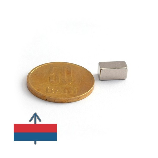 Magnet neodim bloc 10 x 5 x 5 mm - N42 cu magnetizare