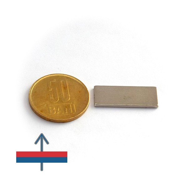 Magnet neodim bloc 25 x 10 x 1,5 mm - N42 cu magnetizare