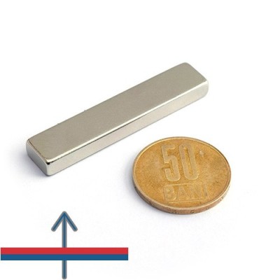 Magnet neodim bloc 50 x 10 x 5 mm - N45 cu magnetizare proportional