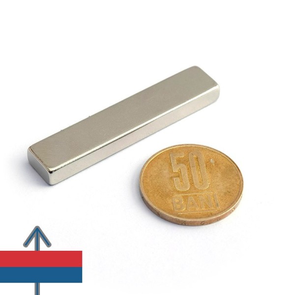 Magnet neodim bloc 50 x 10 x 5 mm - N45 cu magnetizare