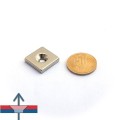 Magnet neodim bloc 20 x 20 x 4 mm cu gaura ingropata D4,5 D9,6 - N35 cu magnetizare proportional