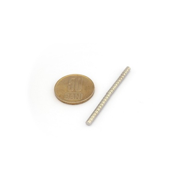 Magnet neodim disc 3 x 2 grup mic cu moneda 50 bani