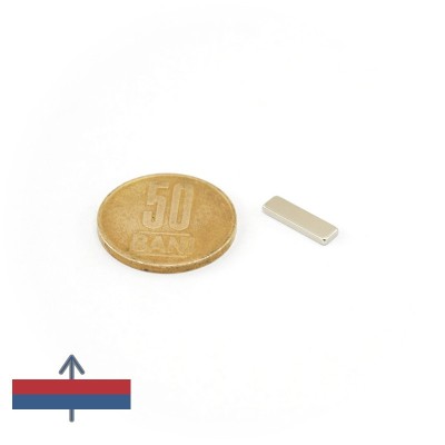 Magnet neodim bloc 14 x 4 x 1,5 mm - N42SH - NiCuNi cu magnetizare