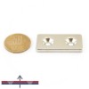 Magnet neodim bloc 40 x 20 x 4 mm cu gauri ingropate D4,5 / D9,6 - N35 2