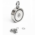 Magnet neodim oală D 94 mm cu două cârlige inelare și două fețe x 300 kg - magnet fishing