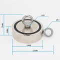 Magnet neodim oală D 94 mm cu două cârlige inelare și două fețe x 300 kg - magnet fishing cu dimensiuni