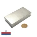Magnet neodim bloc 100 x 50 x 20 cu magnetizare si moneda de 50 bani