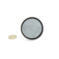 Magnet ferită oală D 63 mm cu moneda de 50 bani privire de jos magnetul de ferită