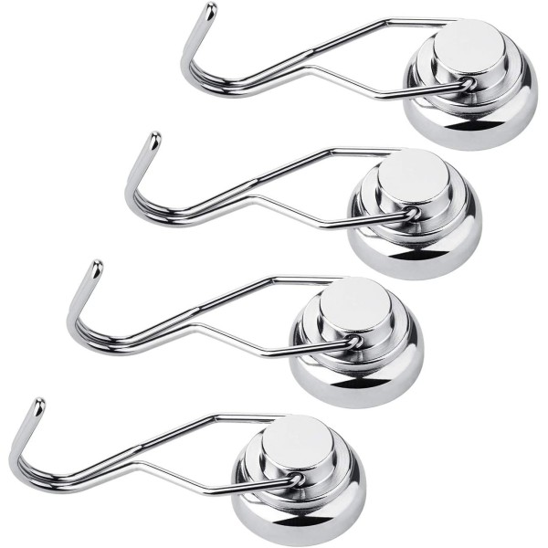 Magnet neodim oală D 25 mm cu cârlig / cuier rotativ 4 buc