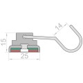 Magnet neodim oală D 25 mm cu cârlig / cuier rotativ schema