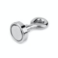 Magnet neodim oală D 16 mm filet interior și cârlig inelar culcat
