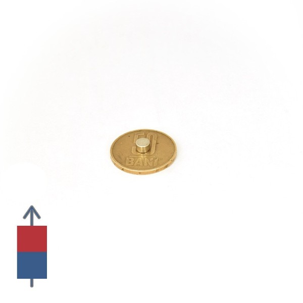 Magnet SmCo disc 5 x 3 mm - peste moneda de 50 bani