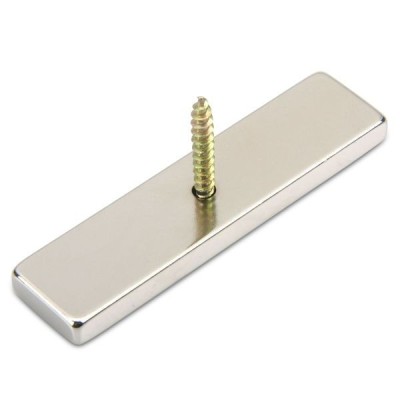 Magnet neodim bloc 60 x 15 x 5 mm cu gaură cu șanfren șurub