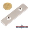 Magnet neodim bloc 80 x 20 x 4 mm cu găuri îngropate D4,5 / D9,46 mm 2