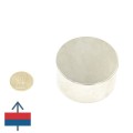 Magnet neodim disc 60 x 30 mm cu moneda de 50 bani și magnetizare