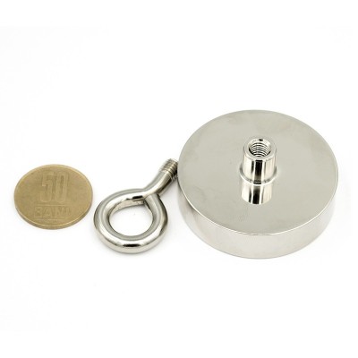 Magnet neodim oală D 48 mm cârlig inelar demontat 50 bani