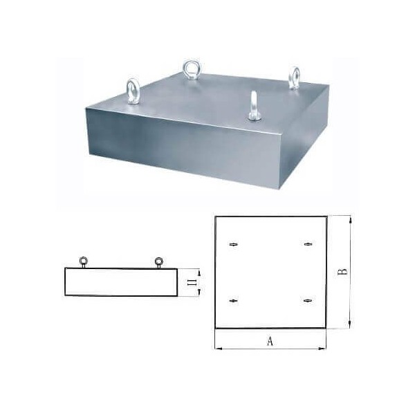 Separator magnetic bloc suspendat pentru benzi transportoare 900 x 800 x 350 mm schema