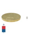 Magnet neodim cilindru 1 x 3 mm cu magnetizare și moneda de 50 bani