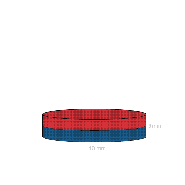 Magnet neodim disc 10 x 3 mm - dimensiuni