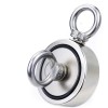 Magnet neodim oală D 48 mm cu două cârlige inelare și două fețe x 70 kg - magnet fishing